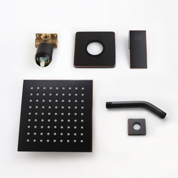 POP Sanitary ware Matte Black Shower Faucet Set, Bathroom Rainfall